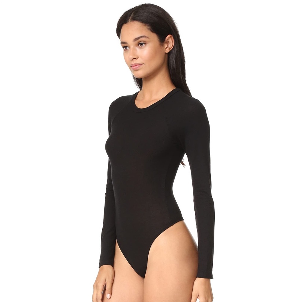 ONLY HEARTS • Long Sleeve Black Thong Bodysuit